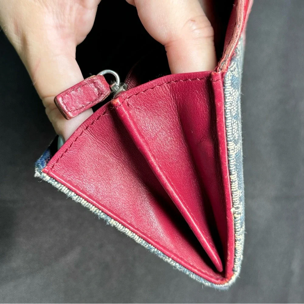 ❤️Christian Dior Red Navy Trotter Canvas Long Wallet, Italy❤️